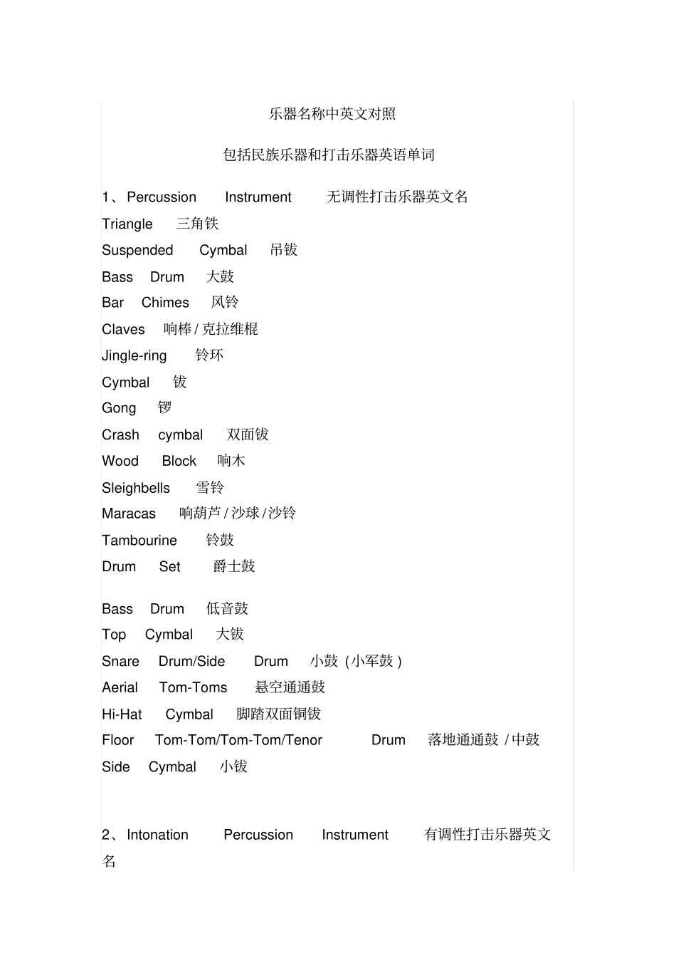 管弦乐器中英文对照表_第1页