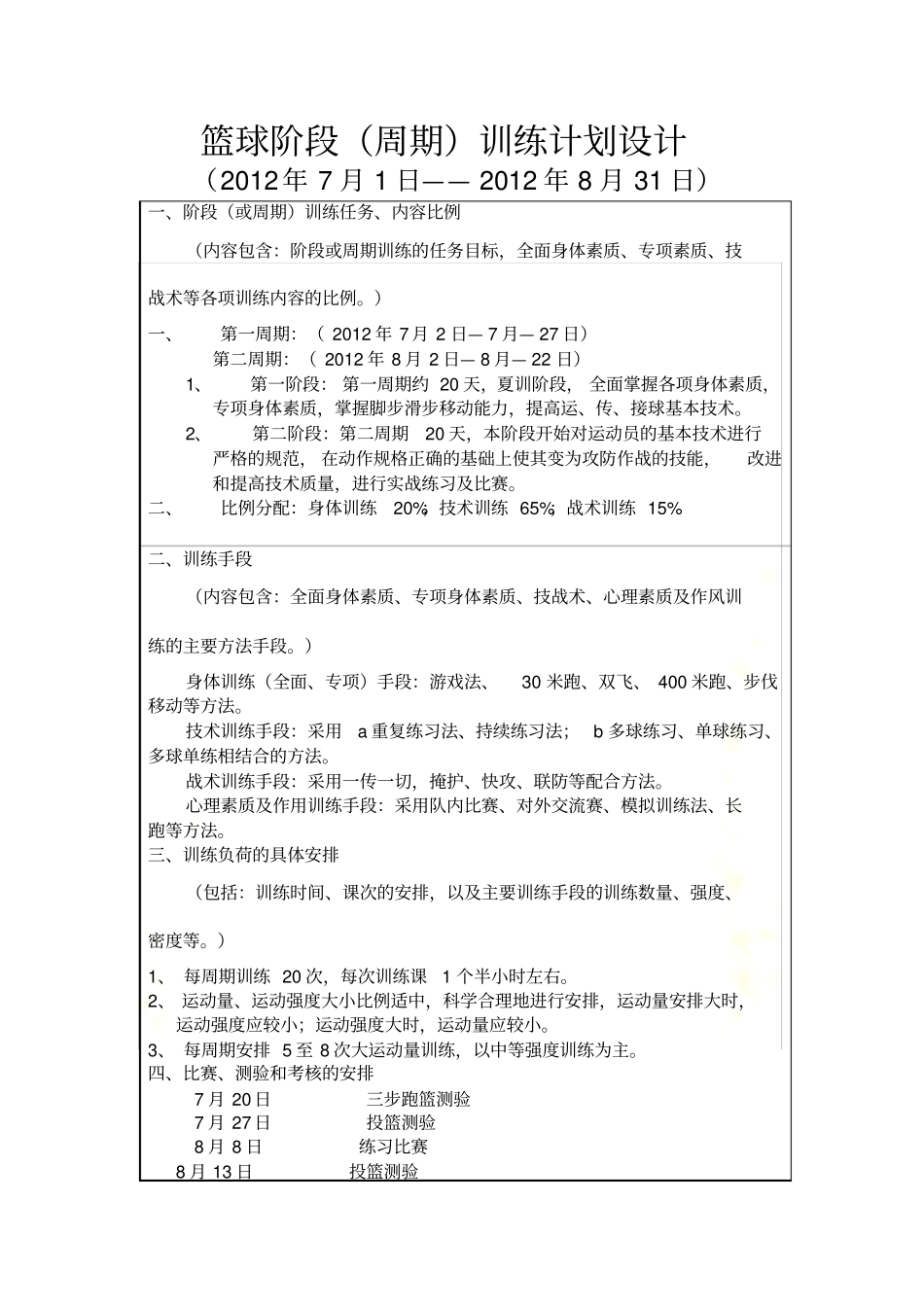 篮球阶段周期训练计划设计_第2页