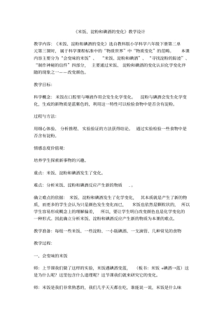 米饭、淀粉及碘酒的变化教学设计