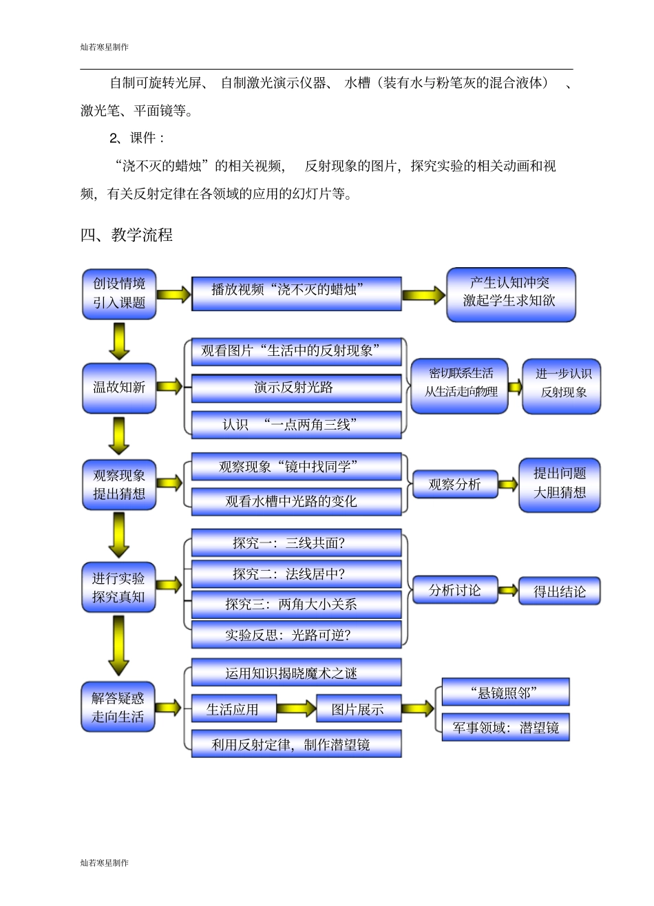粤教沪科版物理八年级上册试题探究光的反射定律教学设计_第2页