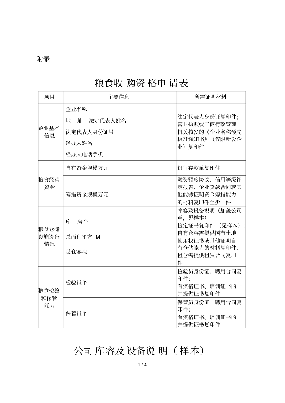 粮食收购资格申请表_第1页