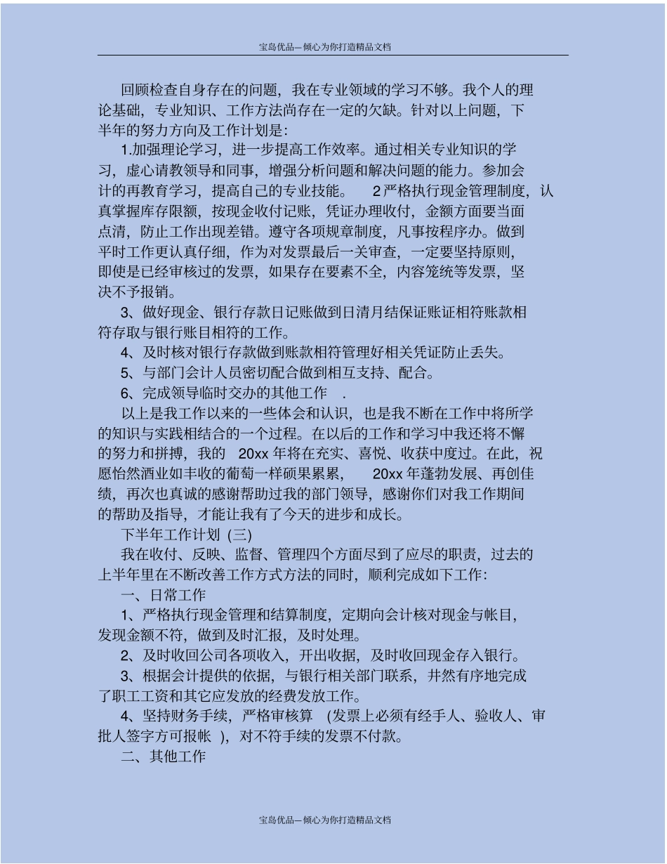 精2020出纳的下半年工作计划_第3页