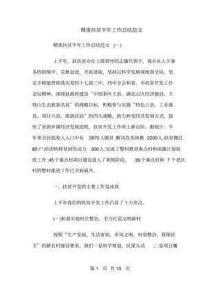 精准扶贫半年工作总结范文