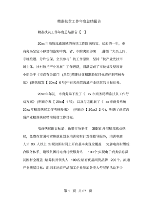 精准扶贫工作年总结报告