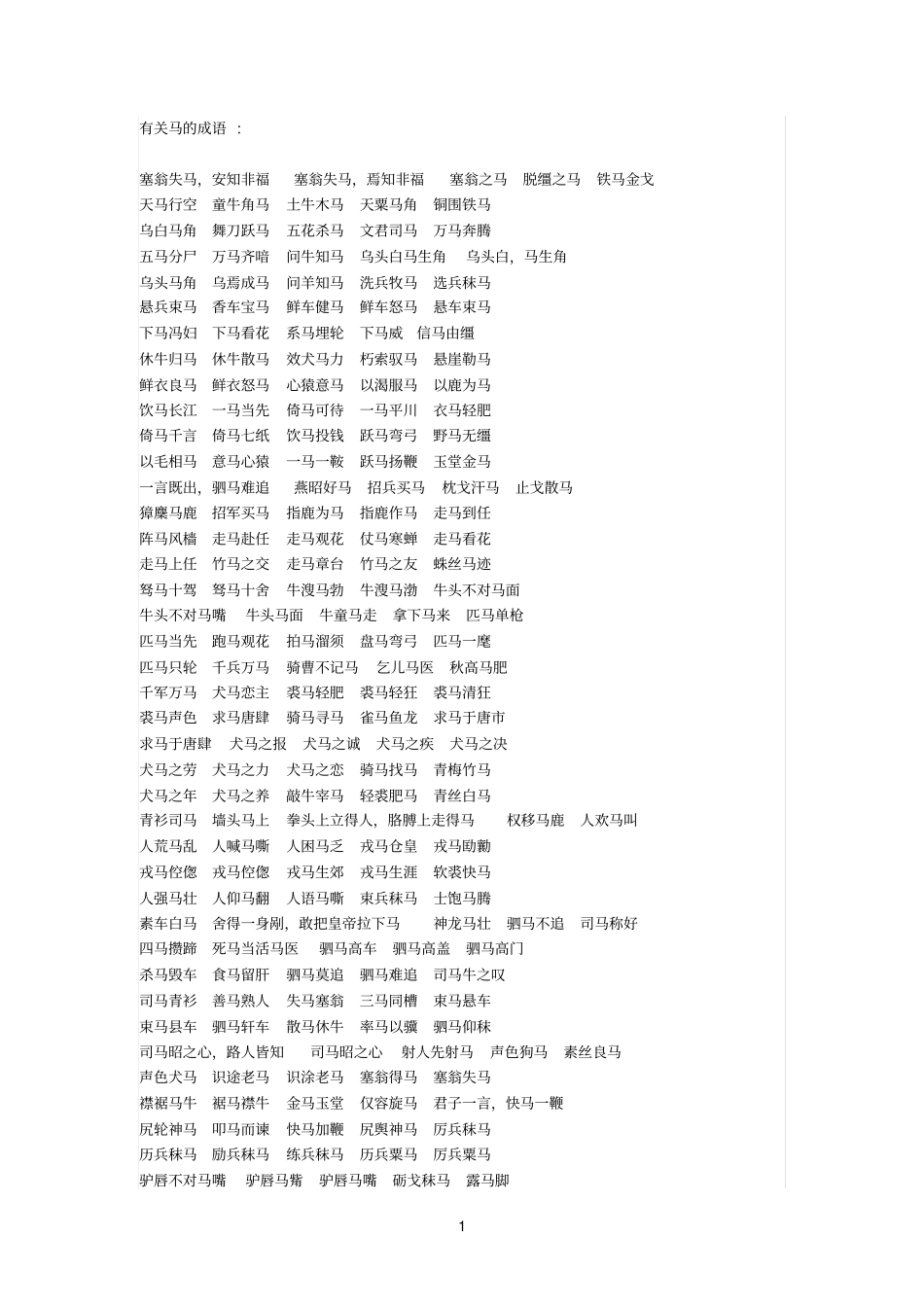 精品有关马的成语_第1页