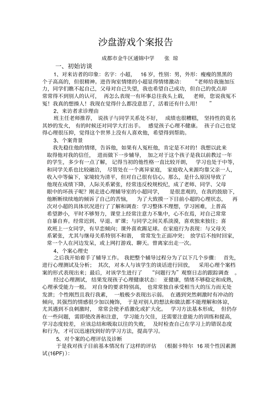 精品沙盘个案报告_第1页