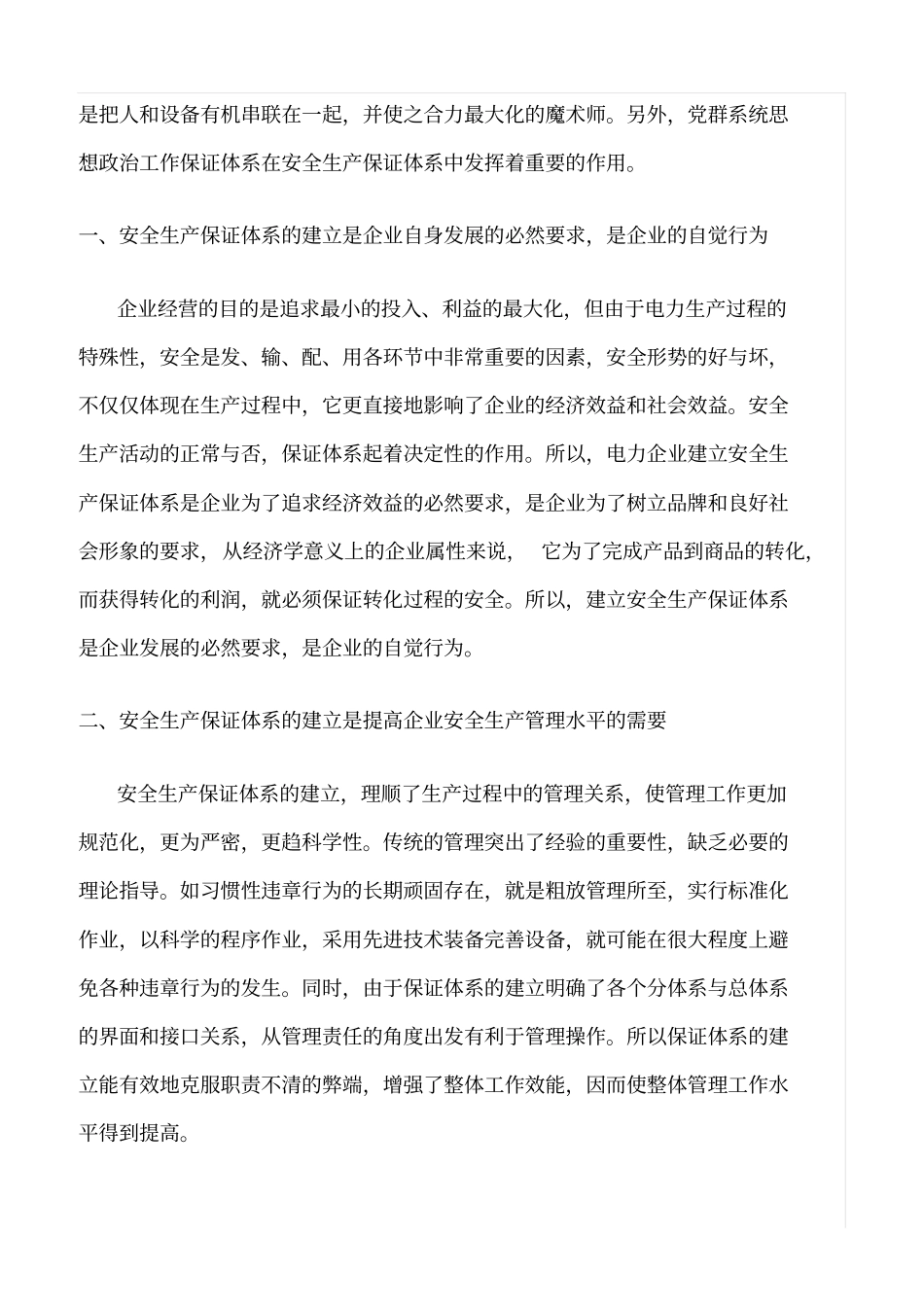 精品范文--电力企业建立安全生产保证体系的目的和意义_第2页