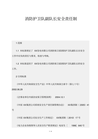 精品资源-消防护卫队副队长安全责任制