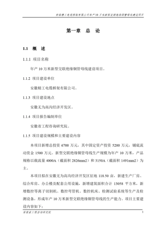 精工铜管母线项目申请报告资料