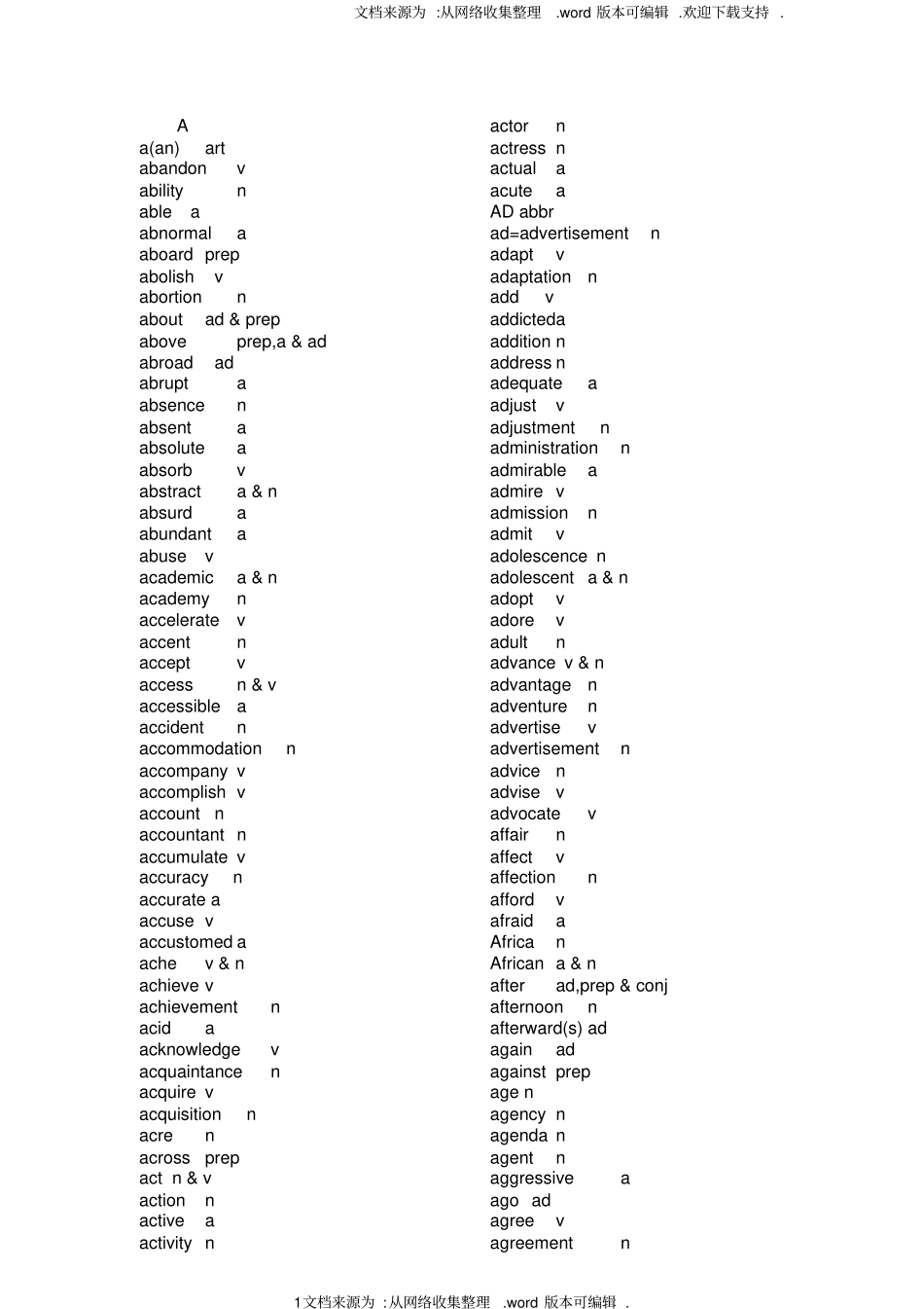 精心整理2020年全国高考考纲3500词汇版_第1页
