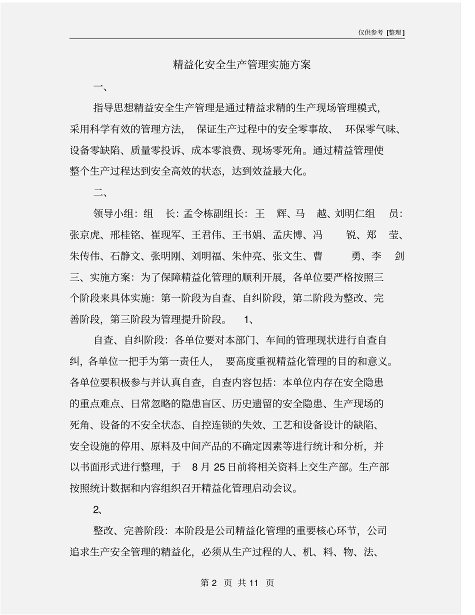 精益化安全生产管理实施方案_第2页