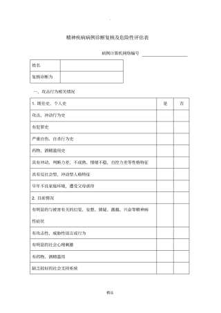 精神病人危险性评价表