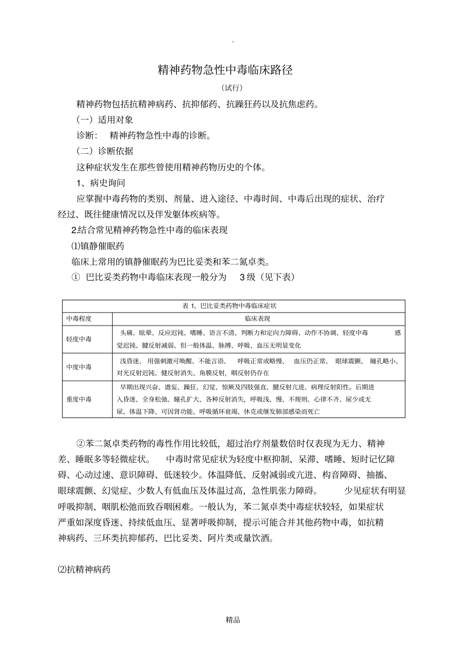 精神药物急性中毒临床路径_第1页