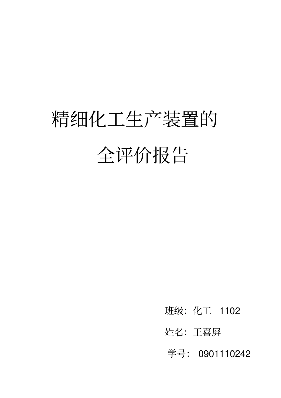 精细化工生产装置的安全评价报告_第1页