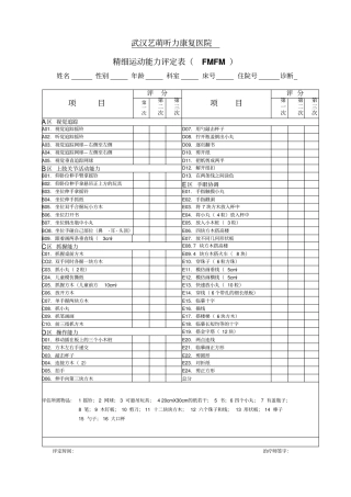 精细运动能力FMFM评定表