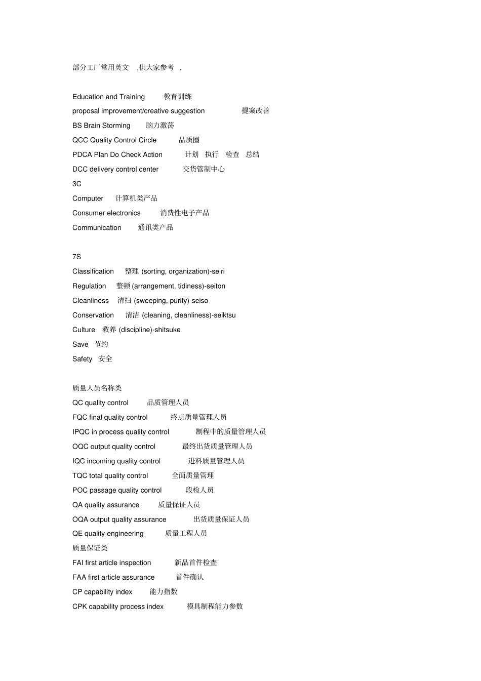 精编【工厂管理】工厂常用英文_第2页