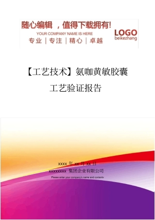 精编【工艺技术】氨咖黄敏胶囊工艺验证报告