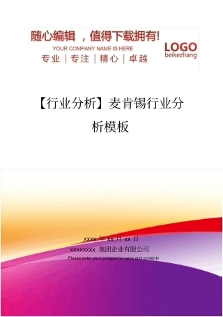 精编【行业分析】麦肯锡行业分析模板