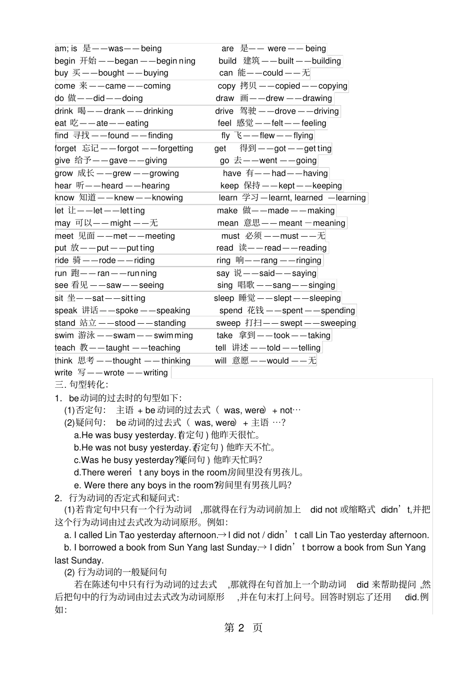 精选-六年级上册英语素材一般过去时牛津译林-文档资料_第2页
