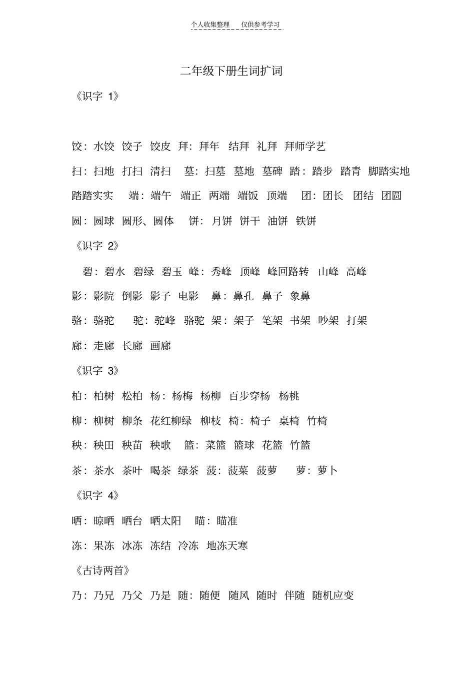 精选二年级下册生词扩词_第1页