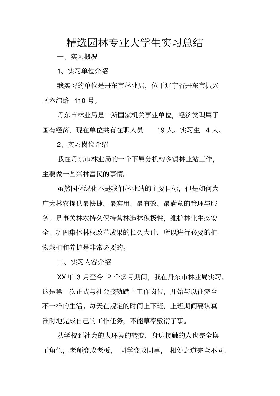 精选园林专业大学生实习总结_第1页