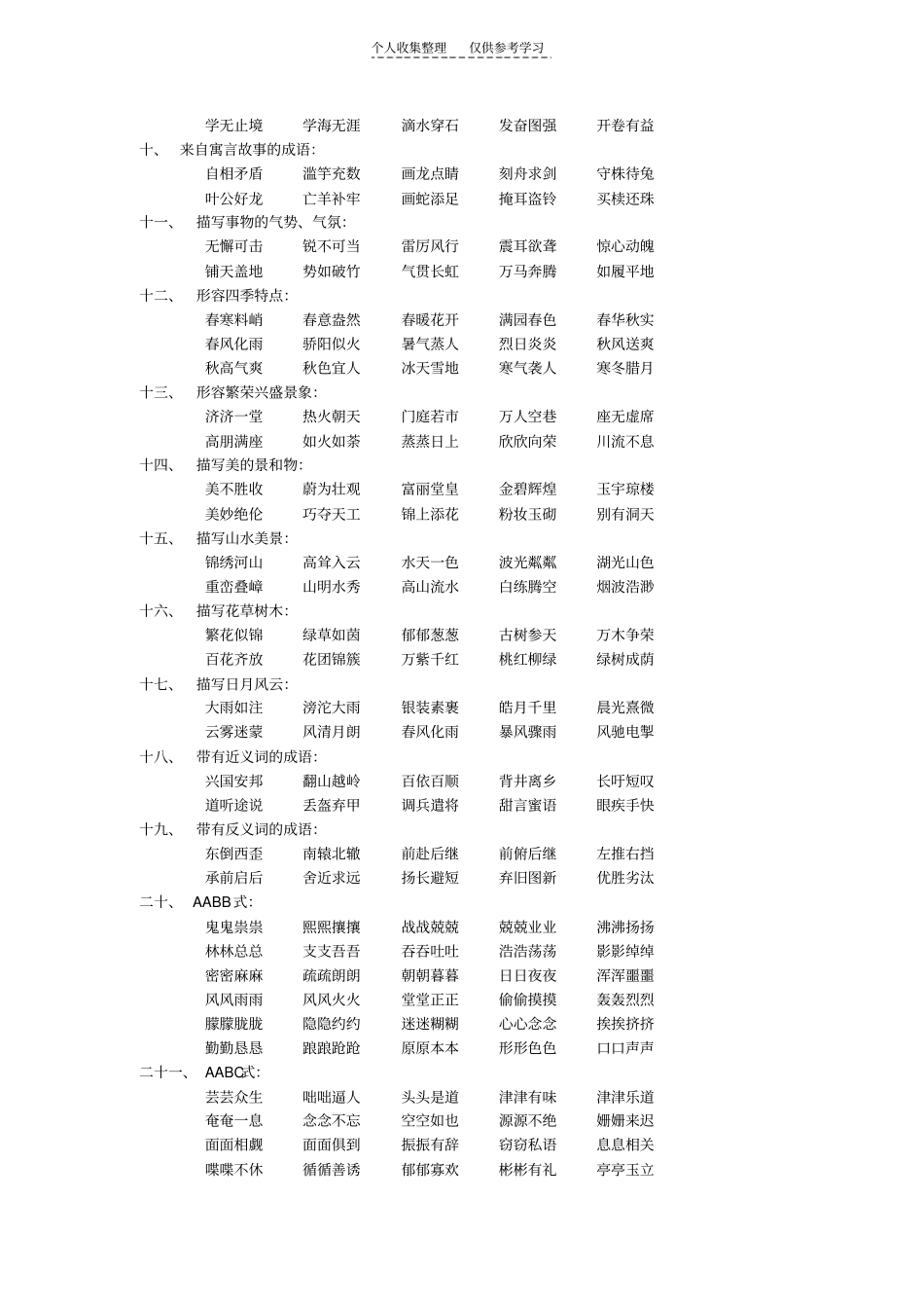 精选成语归类大全_第2页