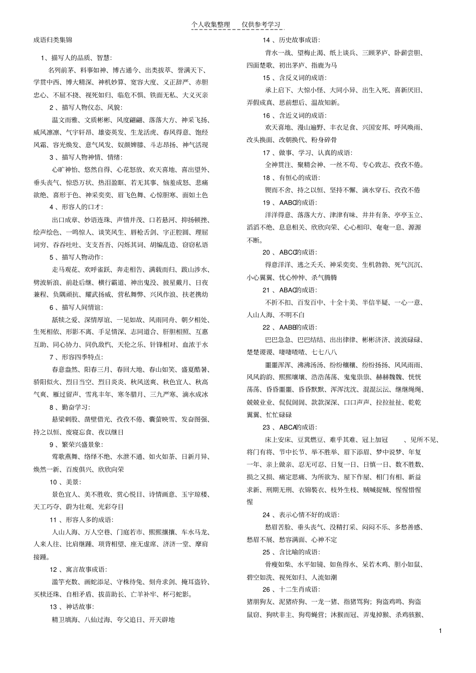 精选成语归类集锦97765_第1页