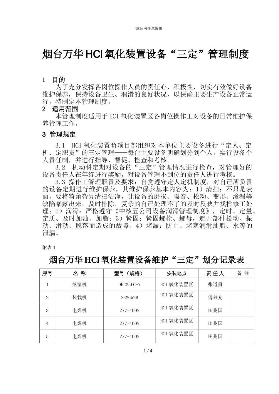 公司设备“三定”管理制度_第1页