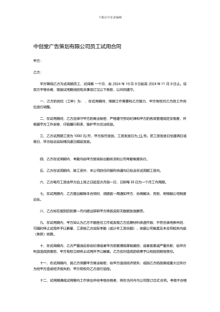 公司试用合同