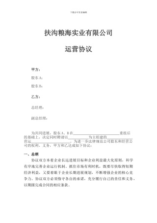 公司运营合同