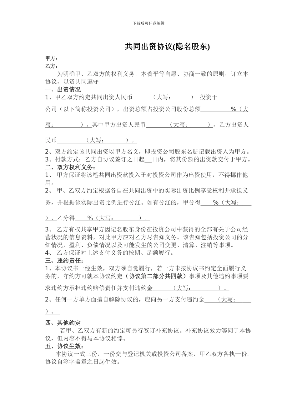 共同出资协议书_第1页