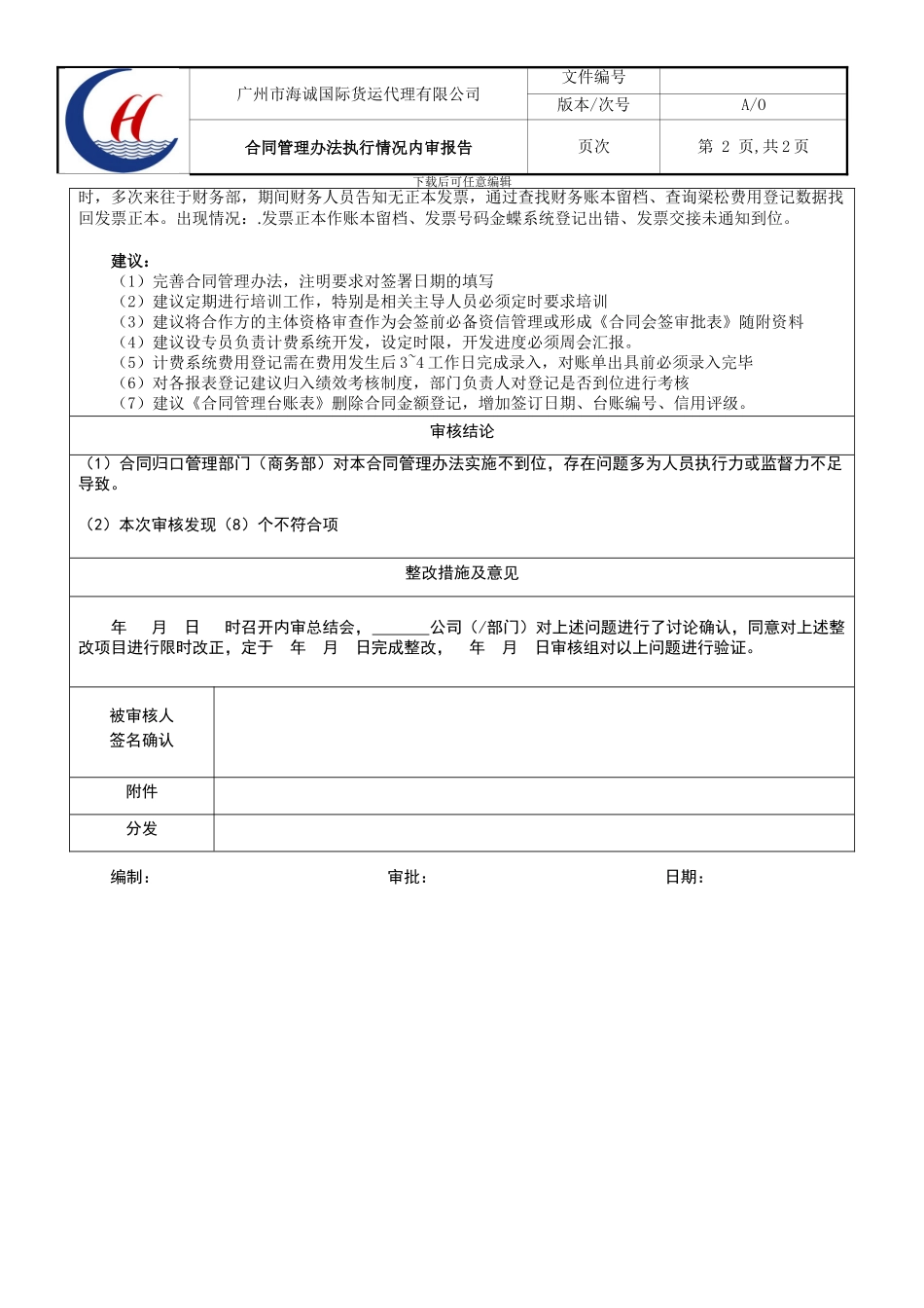 内审总结报告表_第2页
