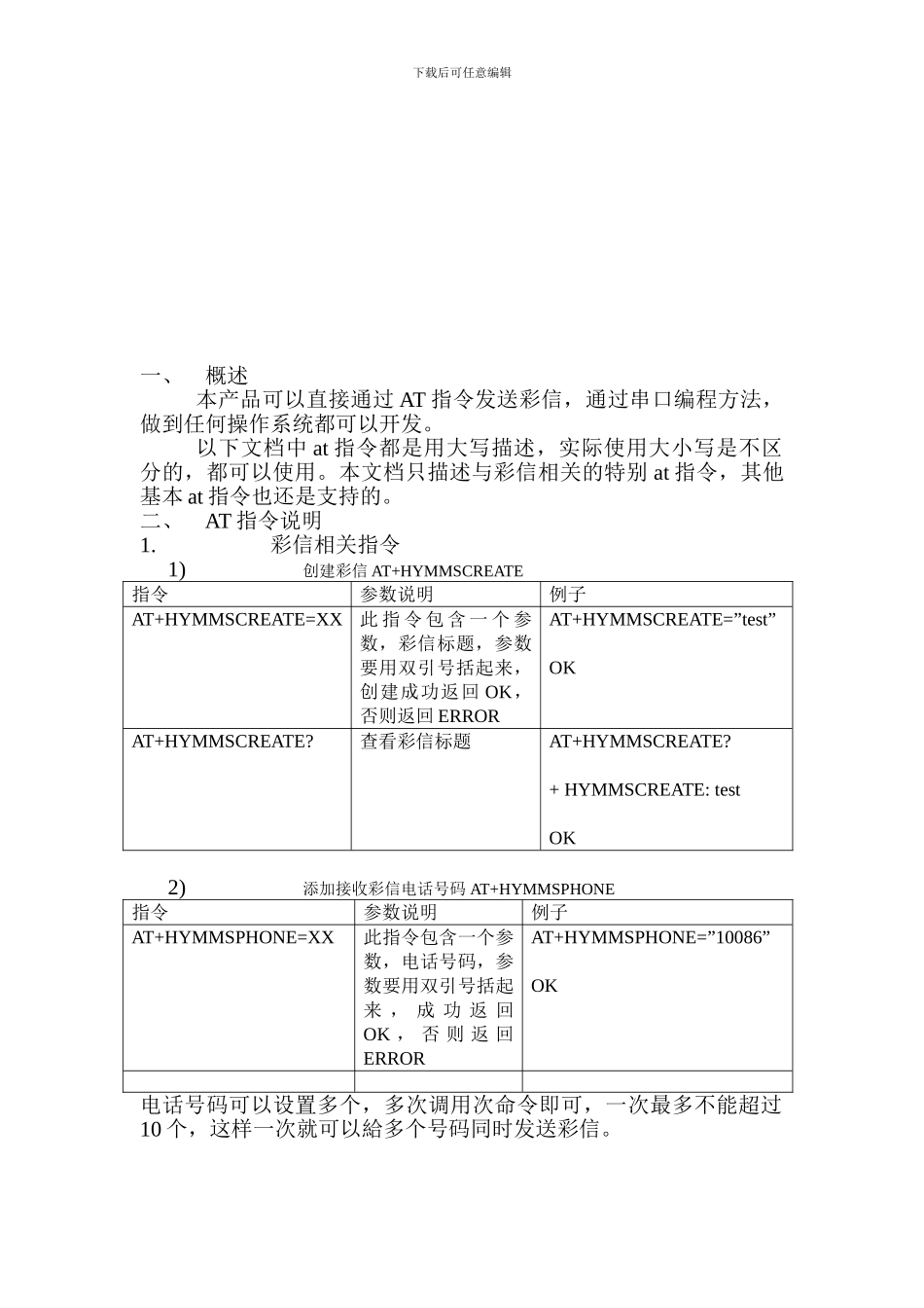 内嵌彩信协议彩信猫AT指令说明书_第2页