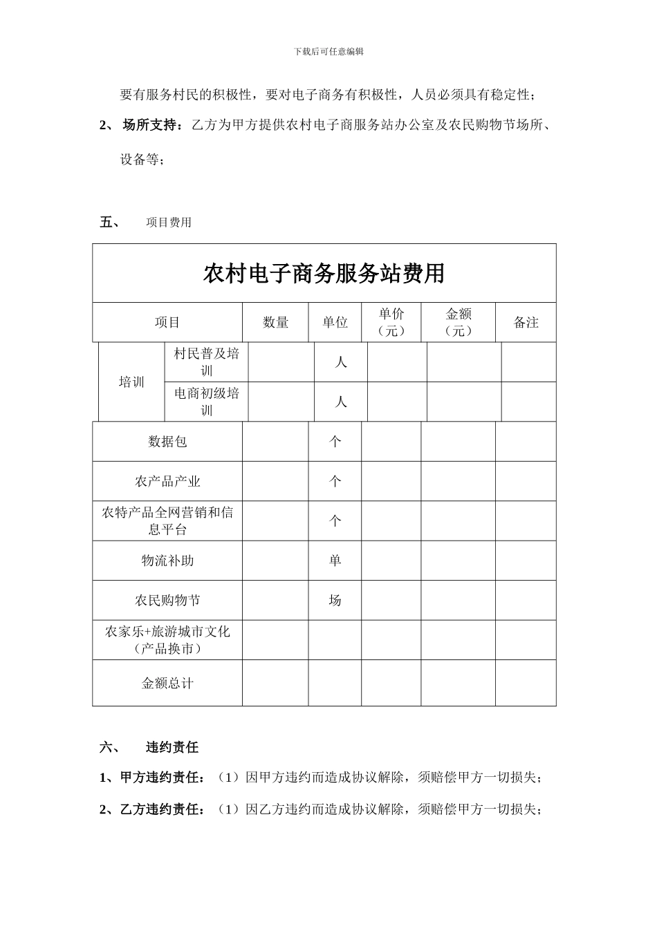 农村电子商务服务站运营合作协议书(模板)_第3页