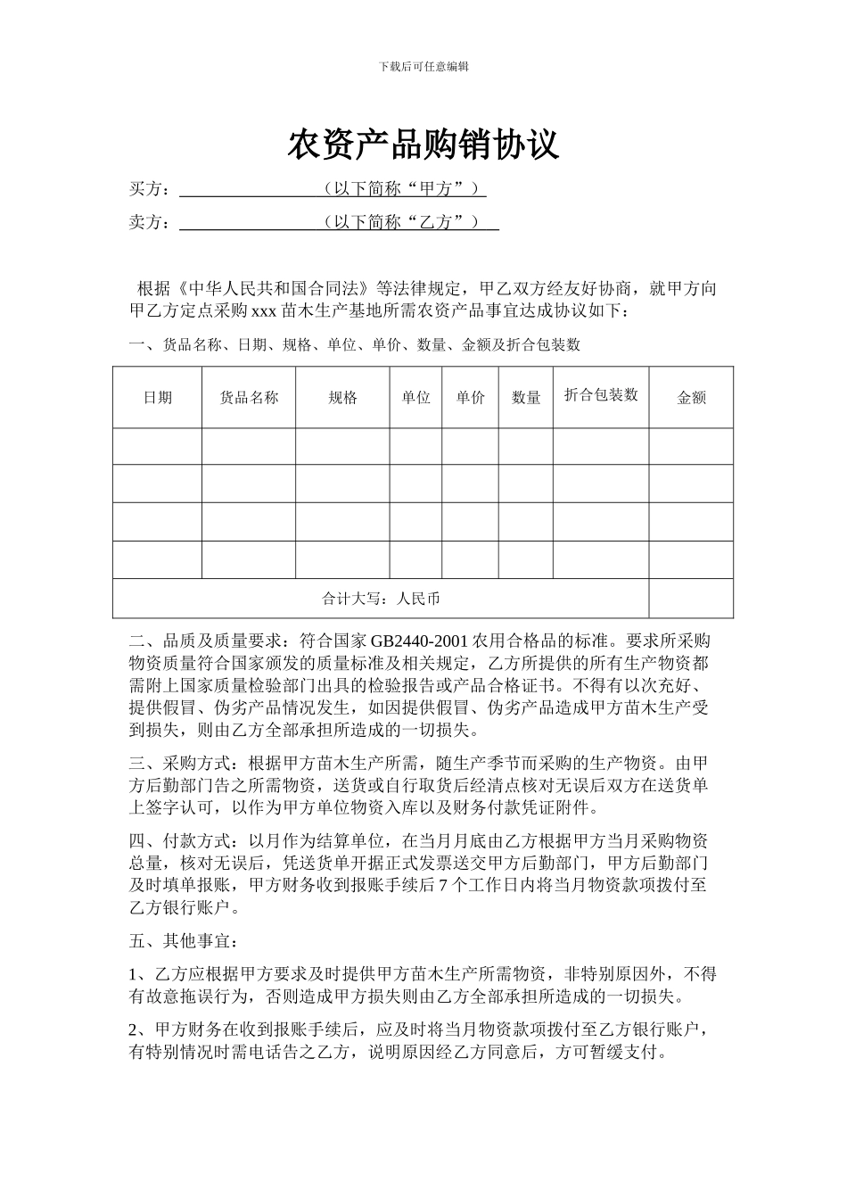 农资产品购销协议_第1页
