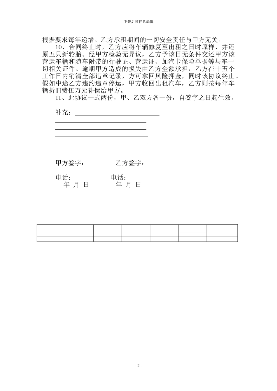 出租汽车大包合同书_第2页