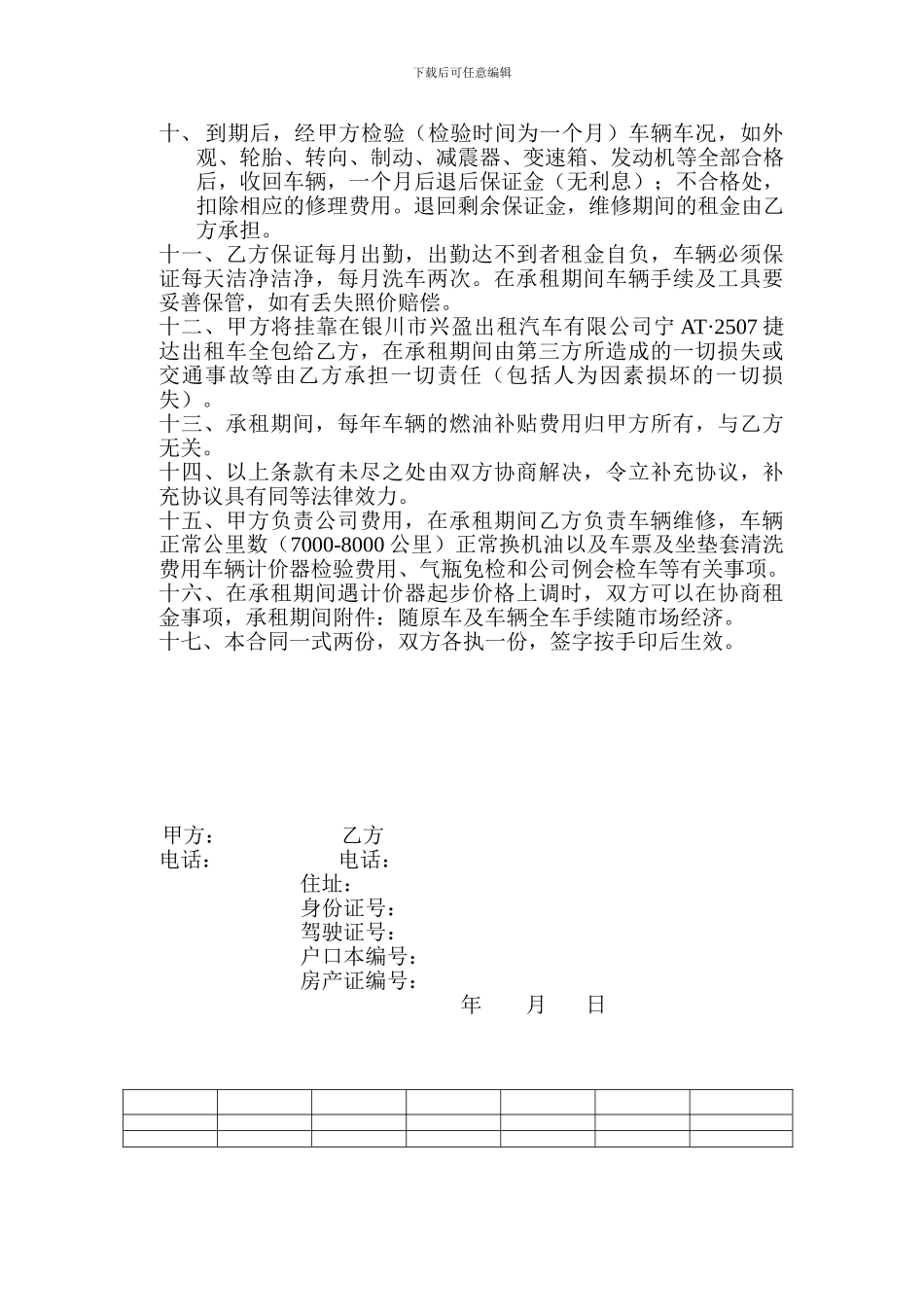 出租汽车承租合同_第2页