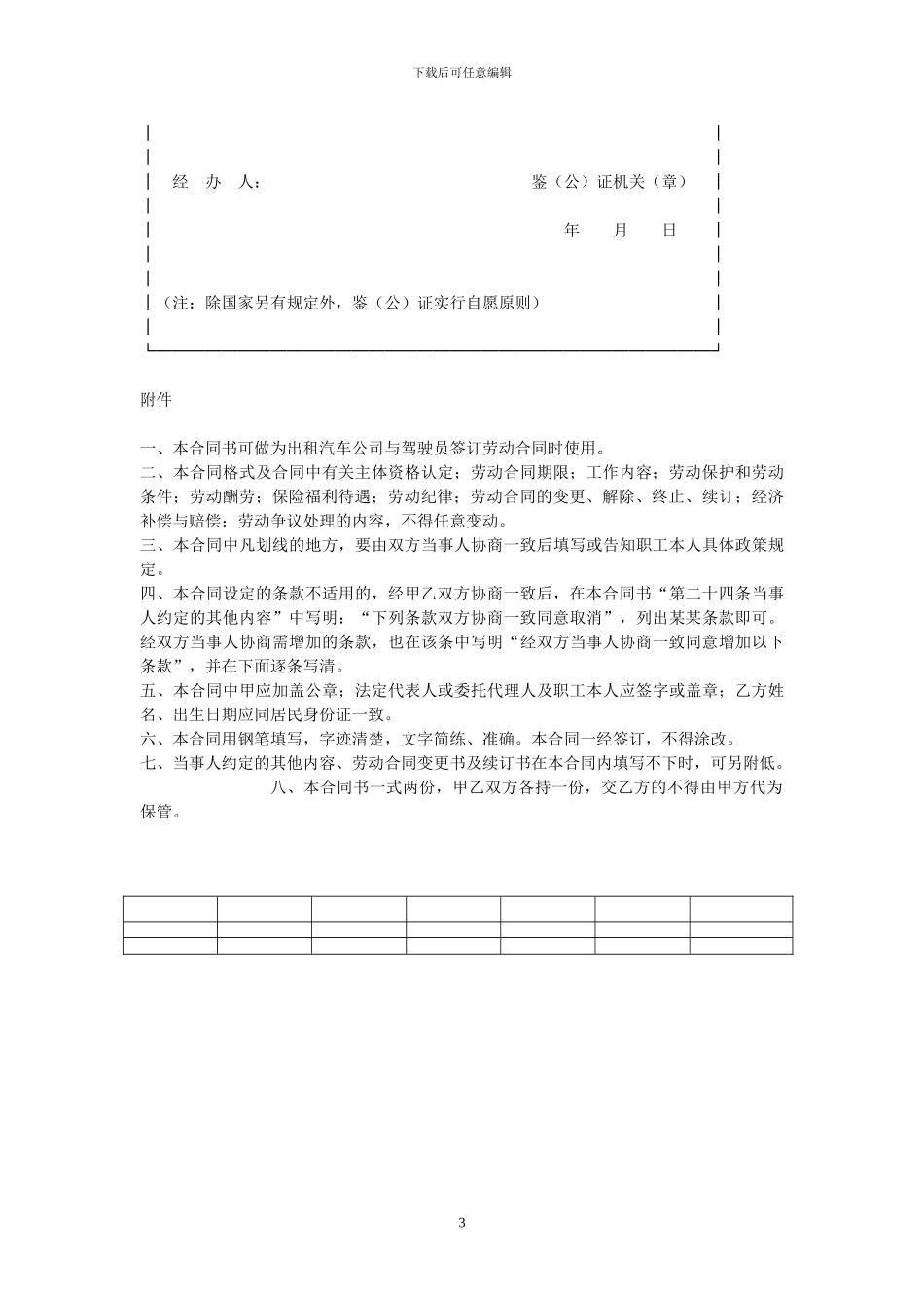 出租汽车驾驶员劳动合同书_第3页