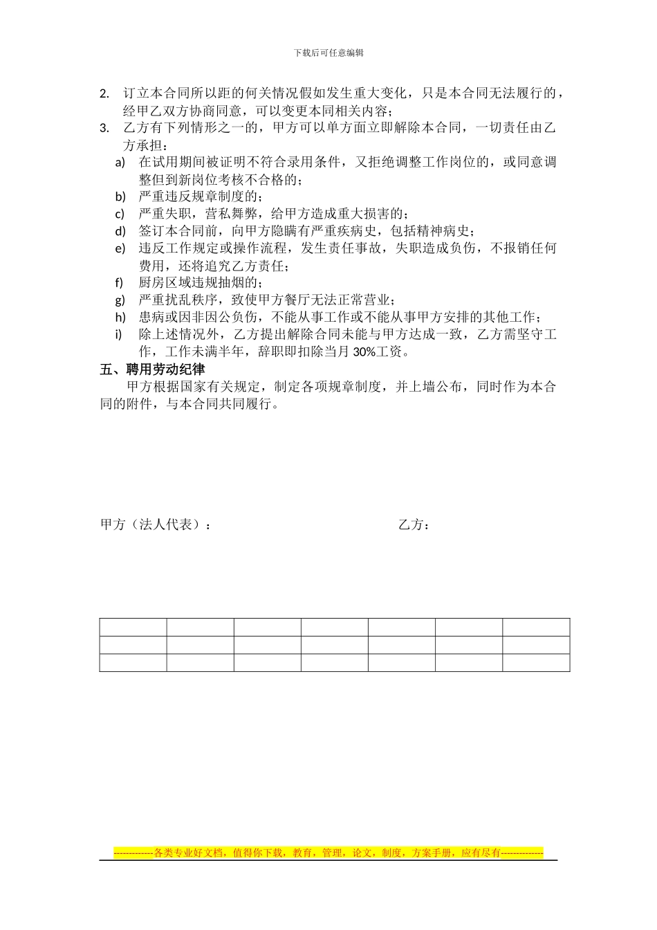 劳动合同(餐厅)_第2页