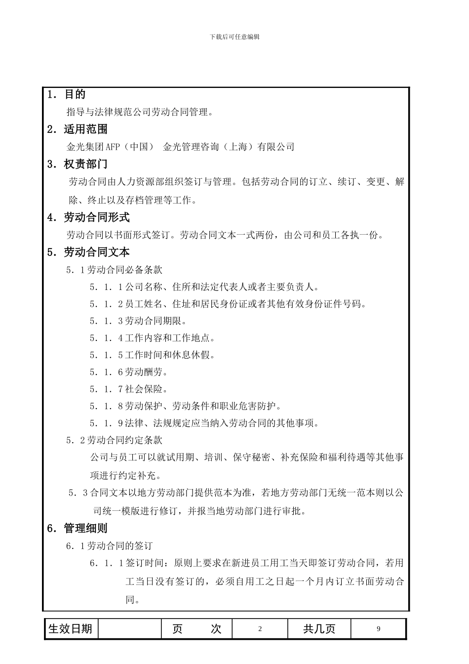 劳动合同管理作业指导书-HR猫猫_第2页
