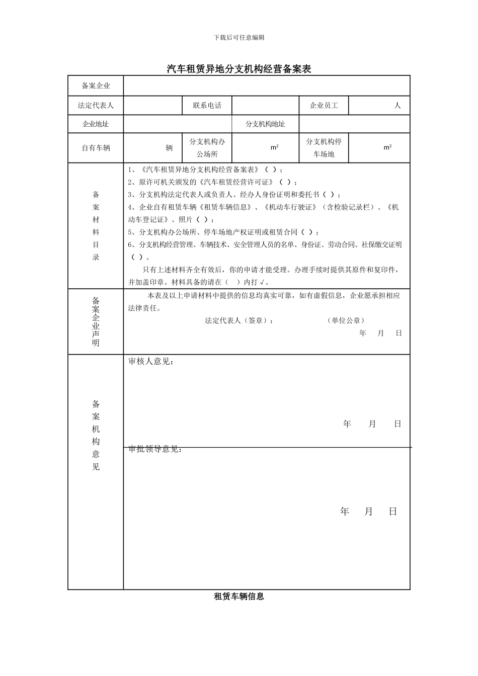 厦门汽车租赁审批表格范本汇总_第2页
