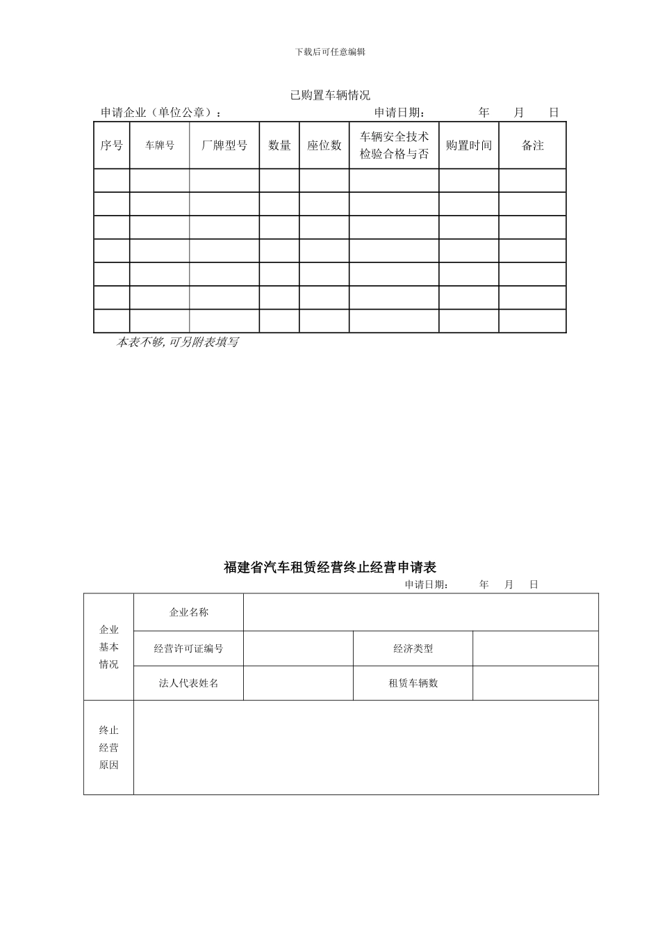 厦门汽车租赁审批表格范本汇总_第3页