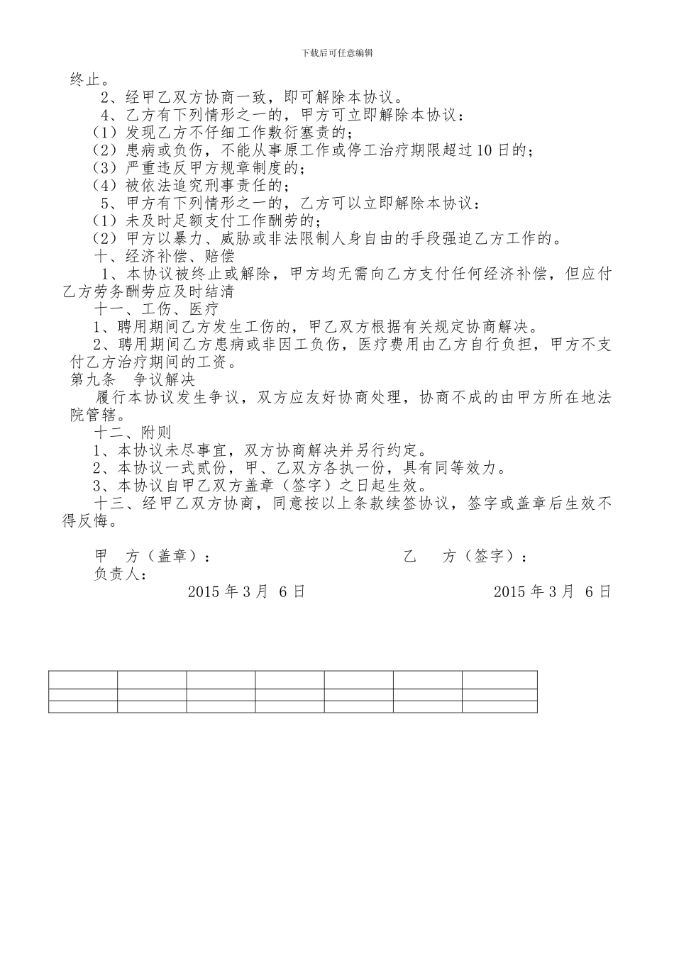 厨房临时工协议_第2页