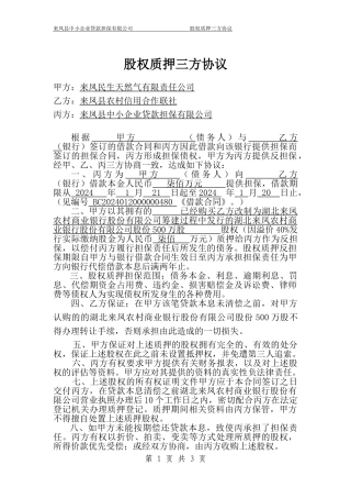 反担保股权质押三方协议