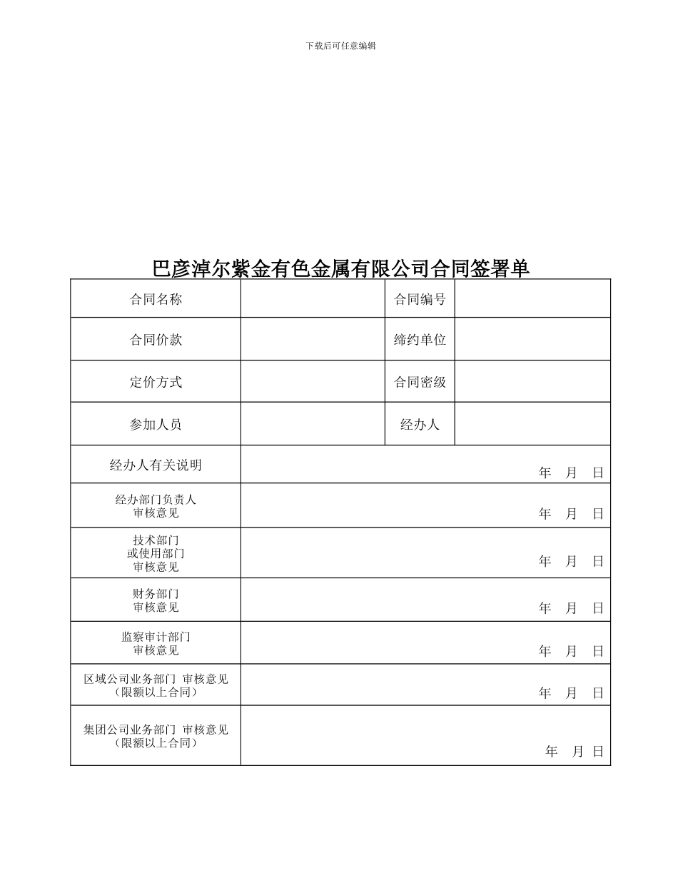 合同签署单合同履行情况登记表、履行情况汇总表、资信调查表_第1页