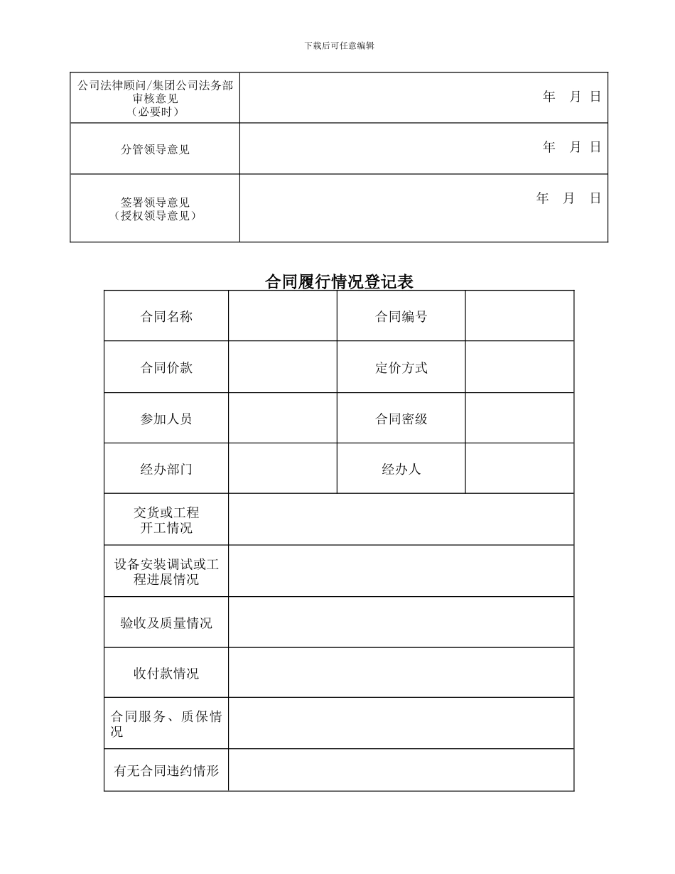 合同签署单合同履行情况登记表、履行情况汇总表、资信调查表_第2页
