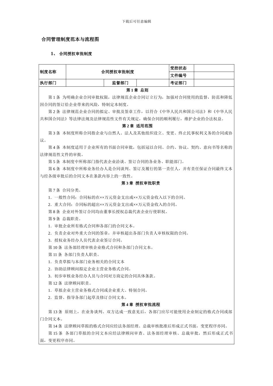 合同管理制度范本与流程图_第1页