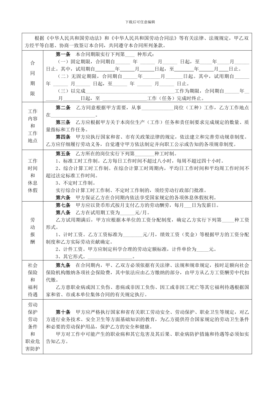 合肥市人力资源和社会保障局制劳动合同书_第3页