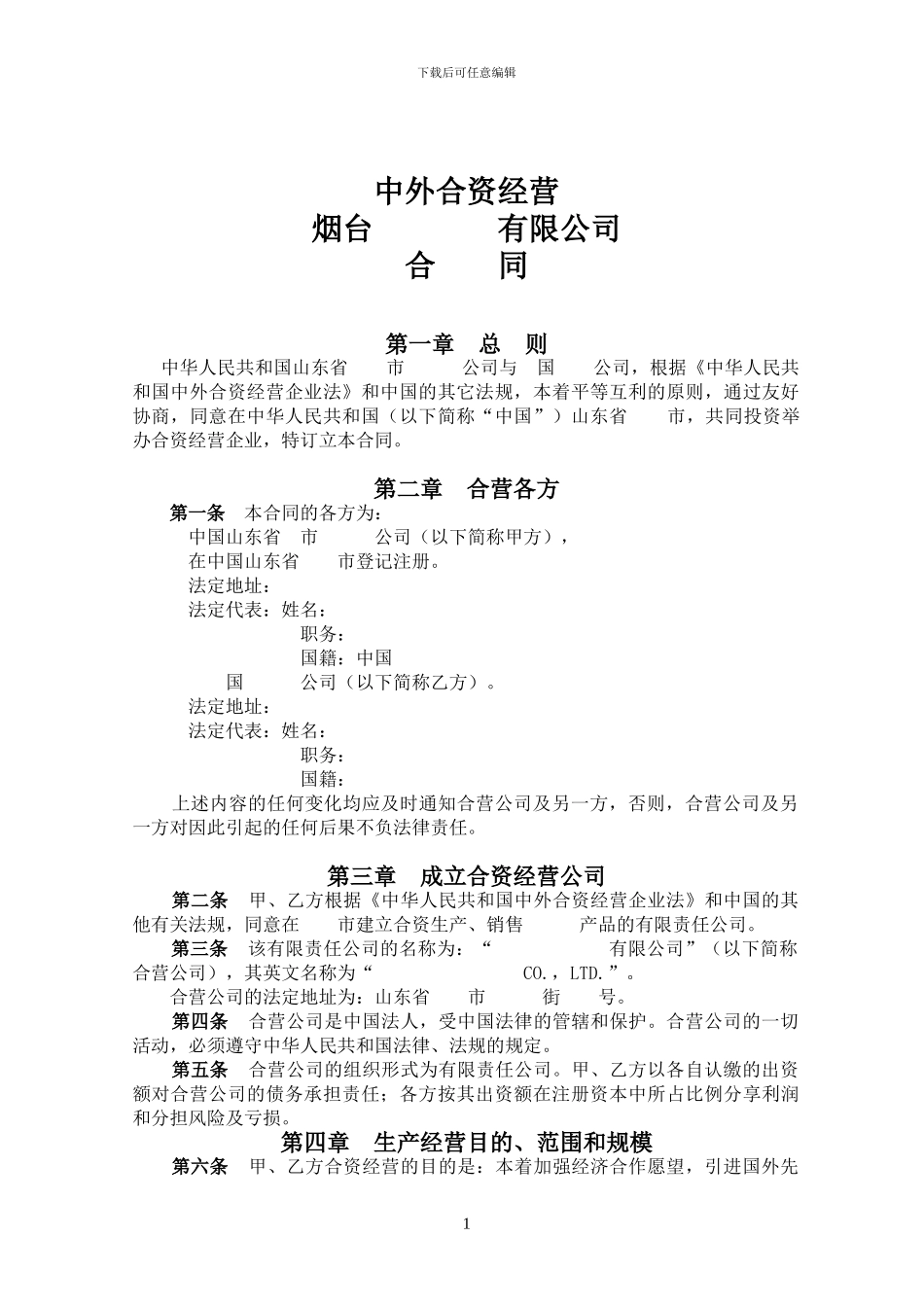 合营公司合同_第1页