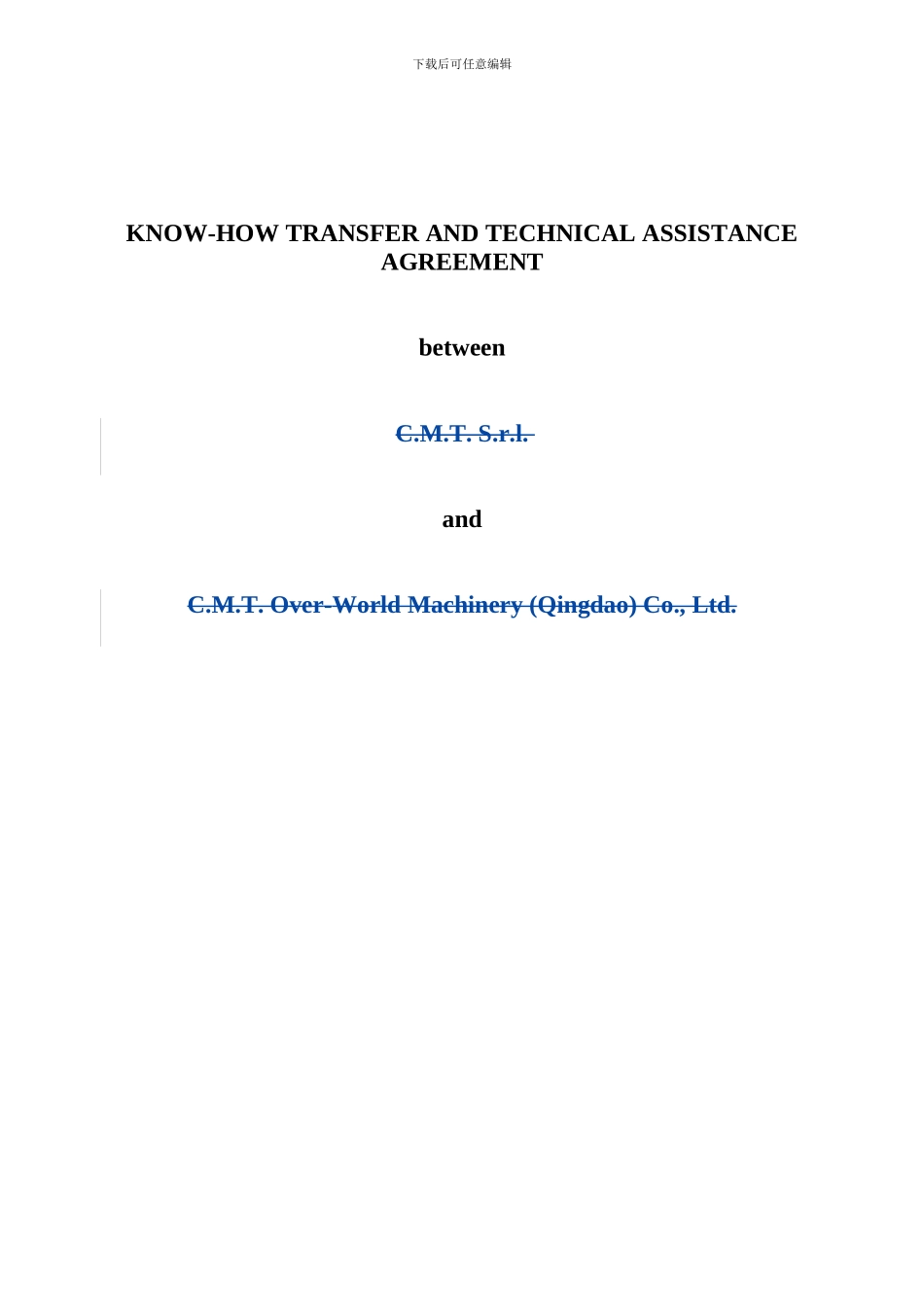 合资公司技术转让协议Know-how-transfer-and-technical-assistance-agreement_第1页